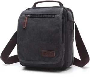 Canvas Messenger Bag Classic Shoulder Bag casual Multifunctional Crossbody Travel Purse Upgrade Black