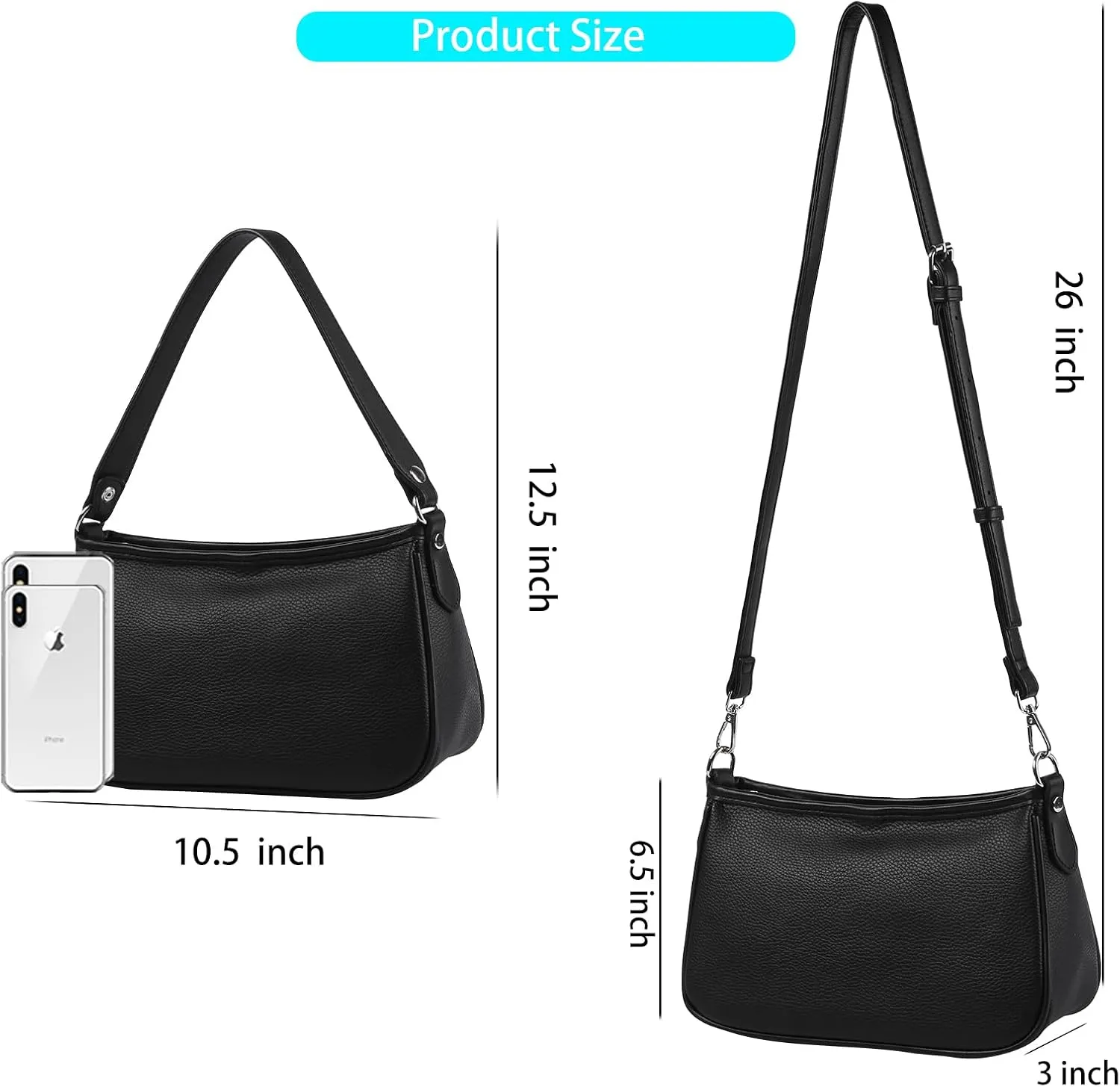 Crossbody Bag for Women Classic Leather Wallet Handbag Retro Shoulder Bag Zipper Closure
