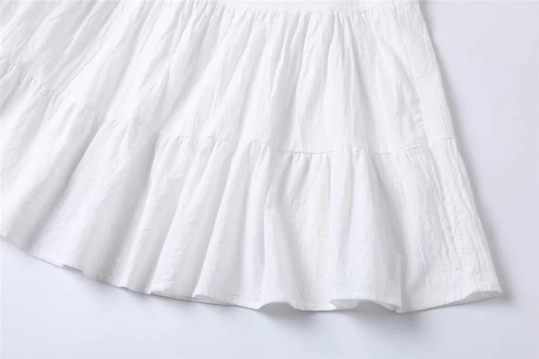 ERFMFKL Summer Women's Short Lining Ruffle Beach Skirt Loose Tight Waist Long Skirt