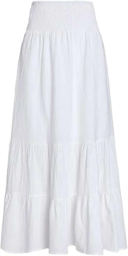 ERFMFKL Summer Women's Short Lining Ruffle Beach Skirt Loose Tight Waist Long Skirt