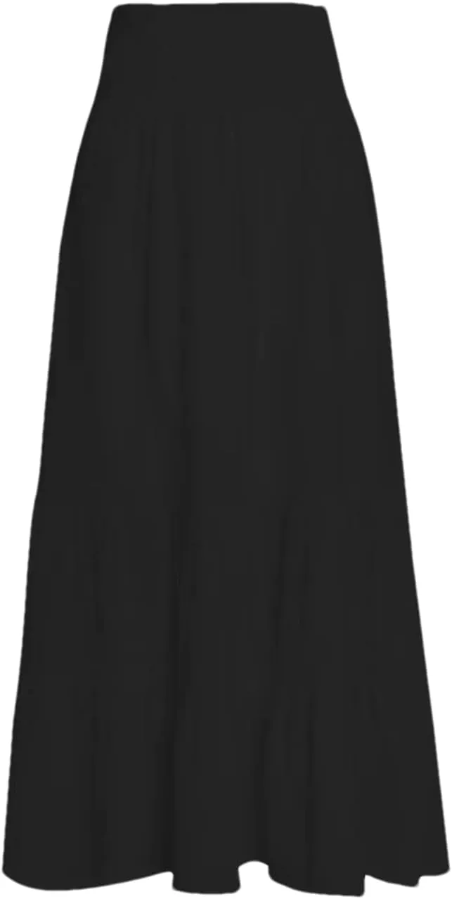 ERFMFKL Summer Women's Short Lining Ruffle Beach Skirt Loose Tight Waist Long Skirt
