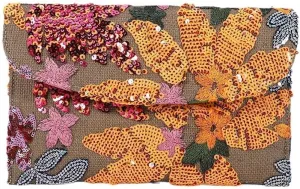 Floral Clutch Bag for Women Embroidery Purses Sequin Evening Handbag