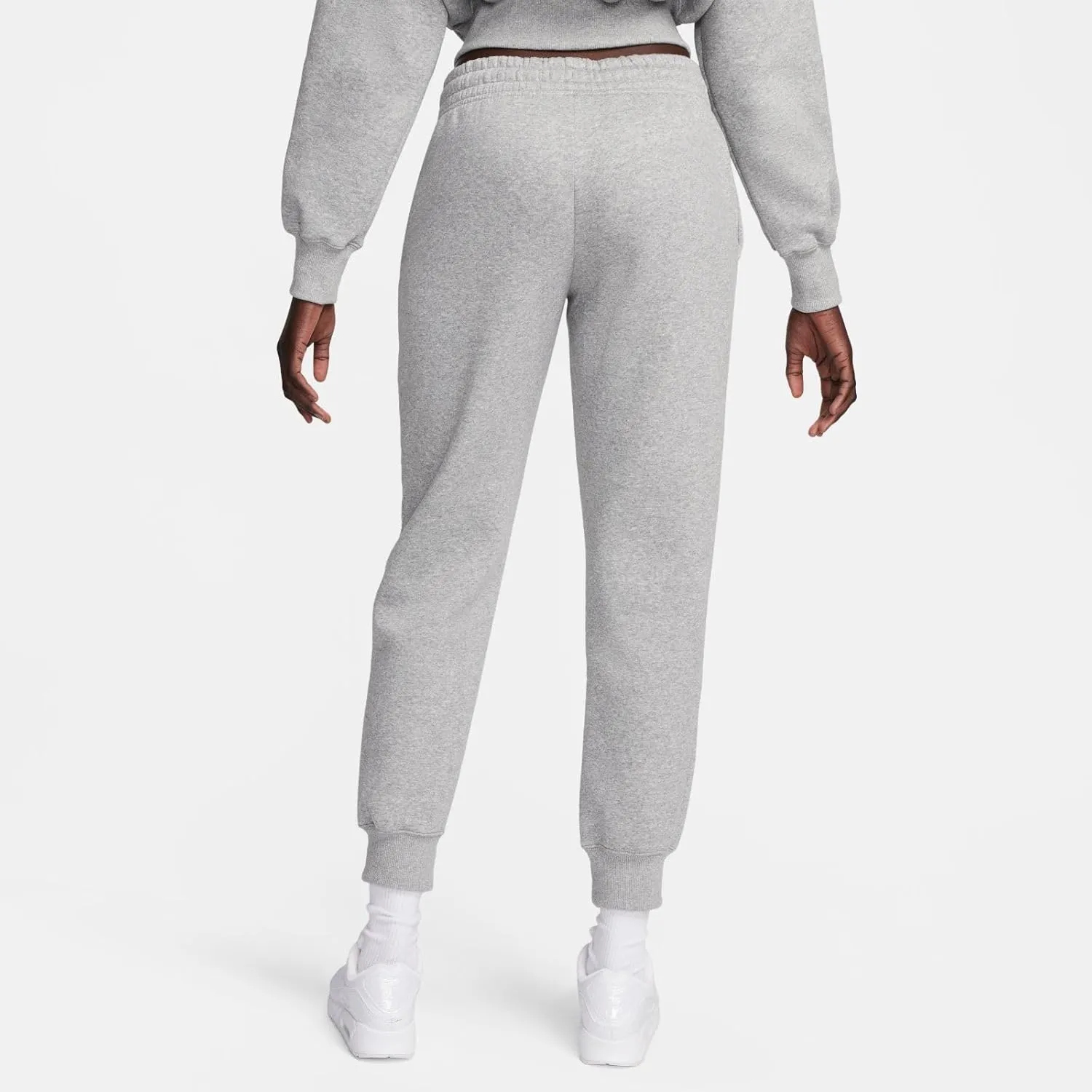 Nike Sportswear Phoenix Fleece Women's Mid-Rise Sweatpants (FZ7626-063, Dark Grey Heather/Sail)