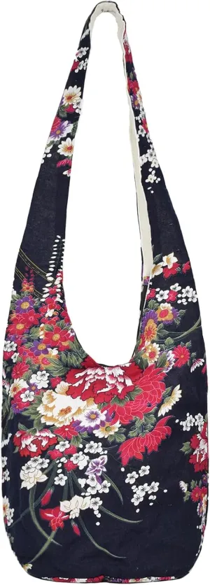 Women Large Crossbody Bag Shopping Hobo Sling Bag Cotton Handbag Cozy Messenger Purse